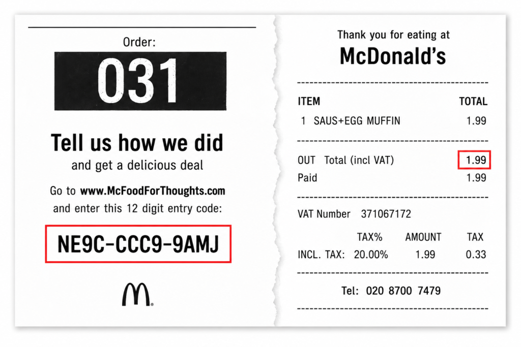Survey Receipt