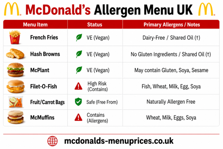 Allergen menu