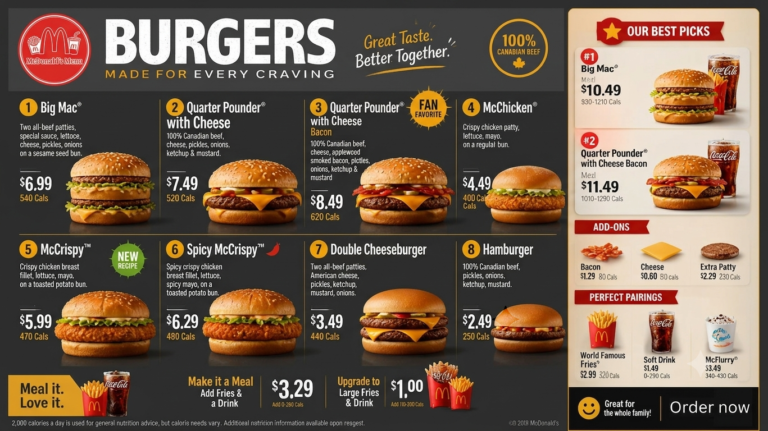 McDonald's Burger Menu 2026