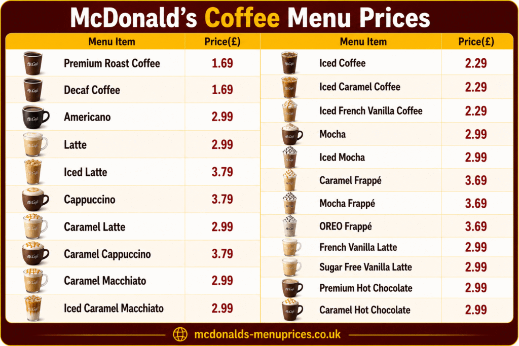 coffee menu with prices